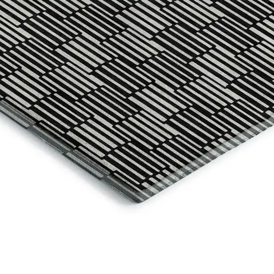 Black And Gray Abstract Geometric Washable Area Rug With UV Protection Photo 4