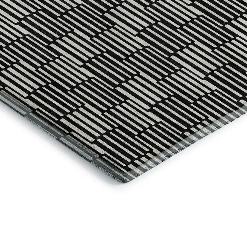 Black And Gray Abstract Geometric Washable Area Rug With UV Protection Photo 4