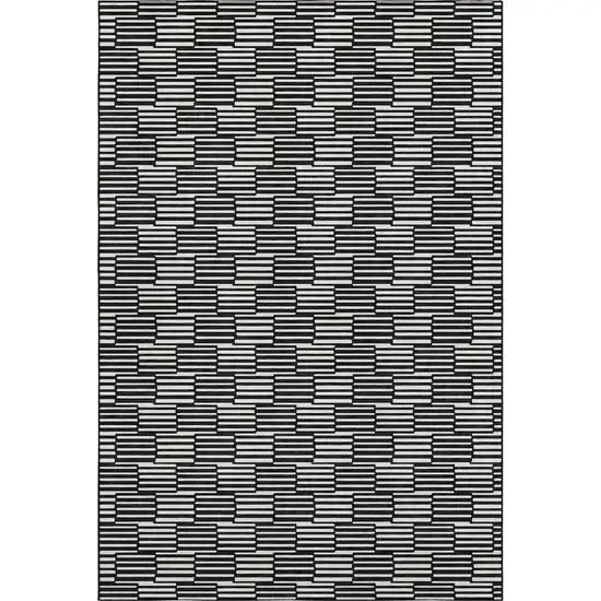 Black And Gray Abstract Geometric Washable Area Rug With UV Protection Photo 7