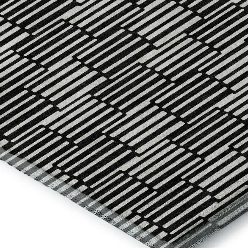 Black And Gray Abstract Geometric Washable Area Rug With UV Protection Photo 4