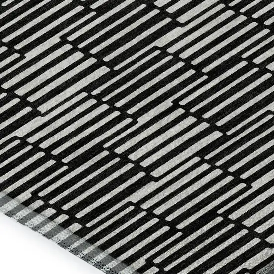 Black And Gray Abstract Geometric Washable Area Rug With UV Protection Photo 3