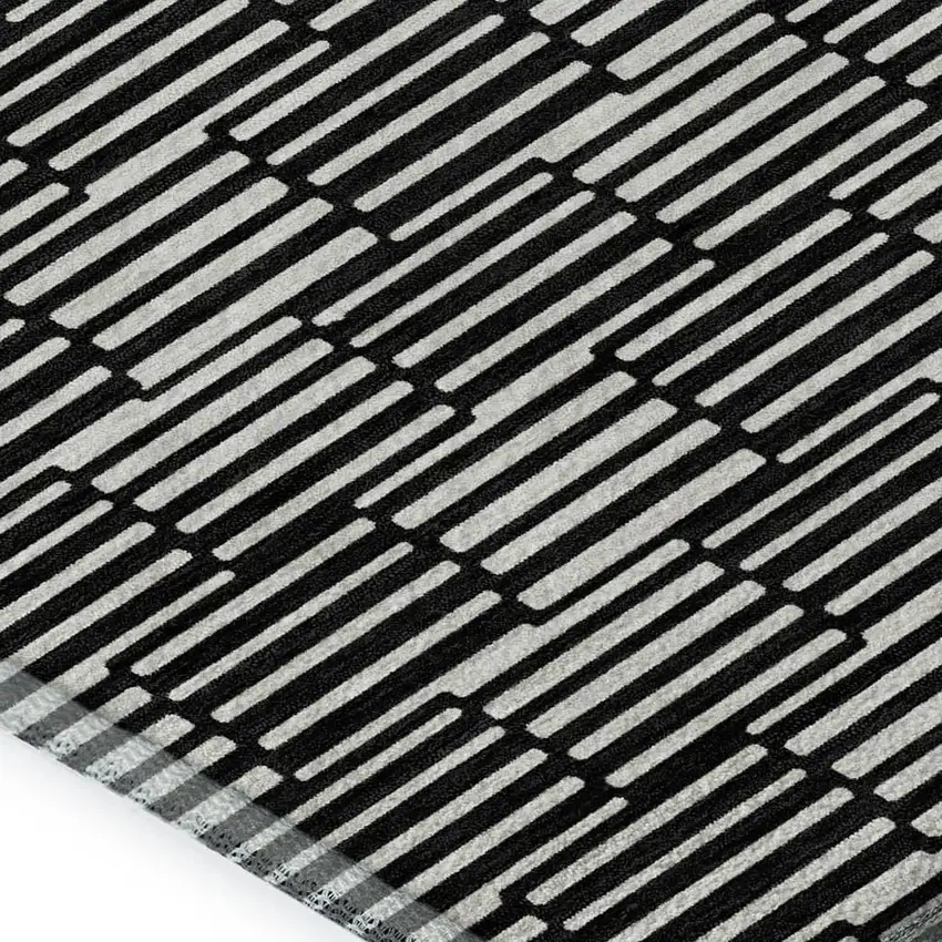 Black And Gray Abstract Geometric Washable Area Rug With UV Protection Photo 3