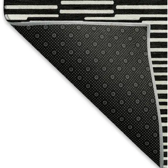 Black And Gray Abstract Geometric Washable Area Rug With UV Protection Photo 8