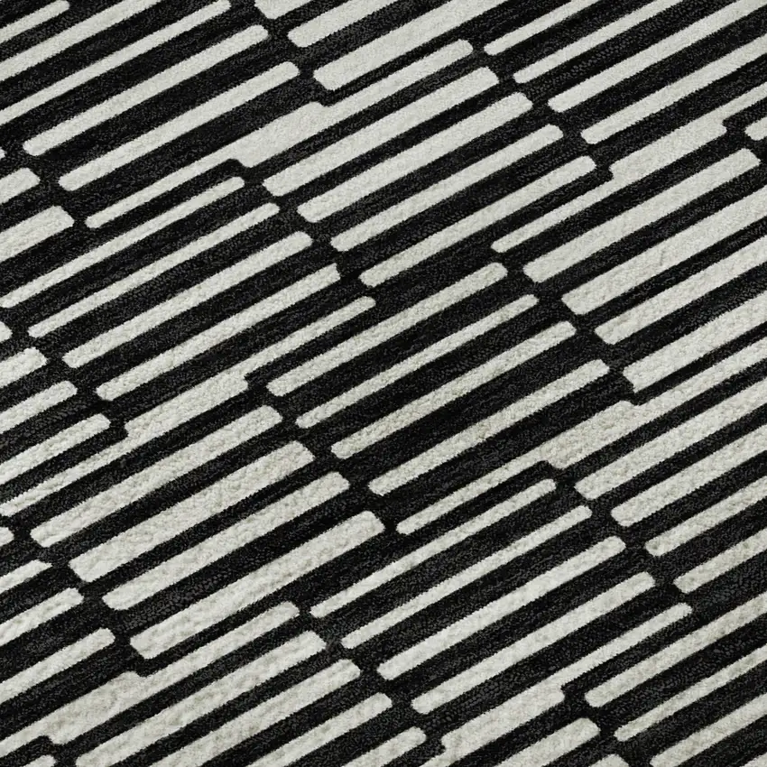 Black And Gray Abstract Geometric Washable Area Rug With UV Protection Photo 8