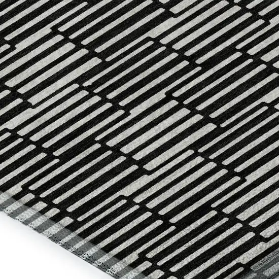 Black And Gray Abstract Geometric Washable Area Rug With UV Protection Photo 3