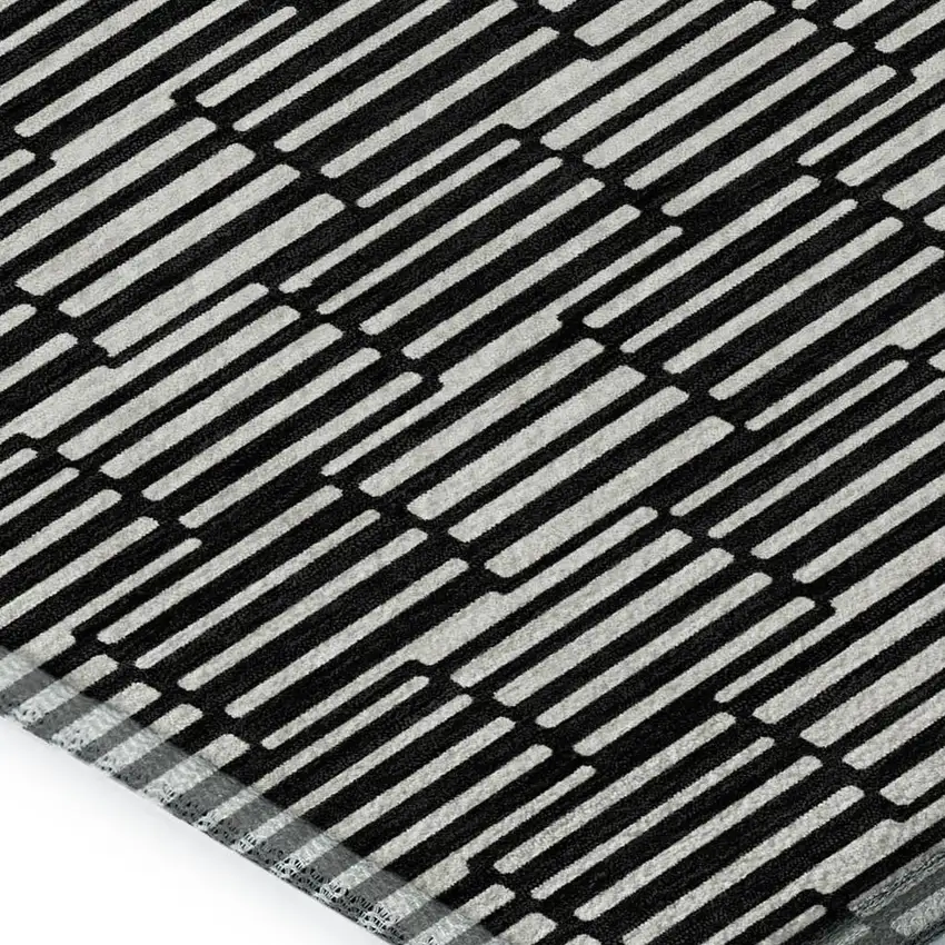 Black And Gray Abstract Geometric Washable Area Rug With UV Protection Photo 3