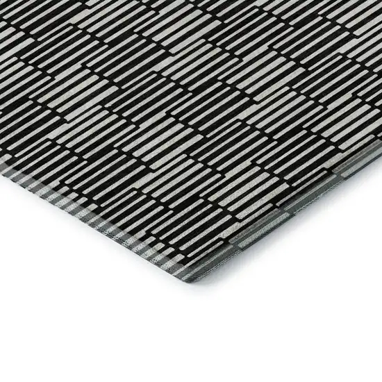 Black And Gray Abstract Geometric Washable Area Rug With UV Protection Photo 1