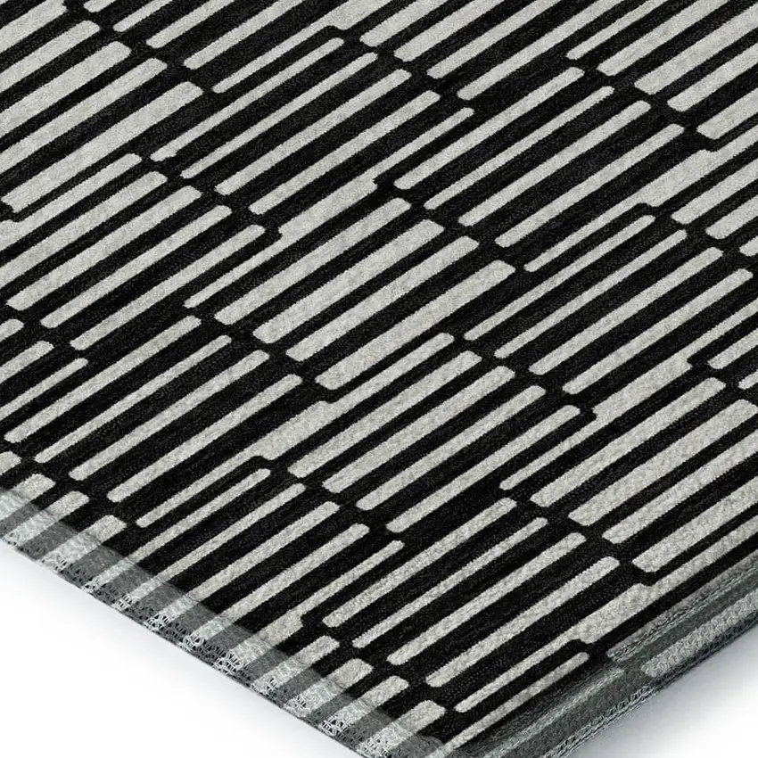 Black And Gray Abstract Geometric Washable Area Rug With UV Protection Photo 3