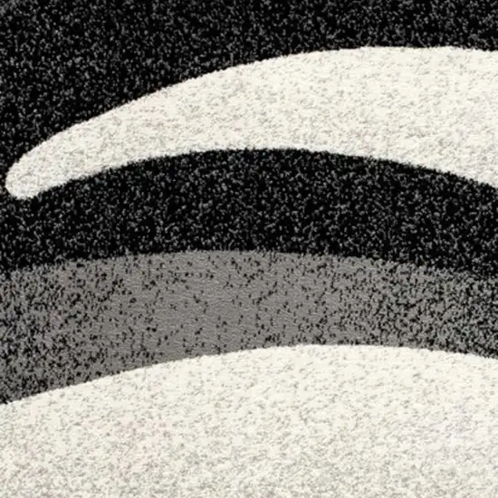 Black And Gray Abstract Runner Rug Photo 8