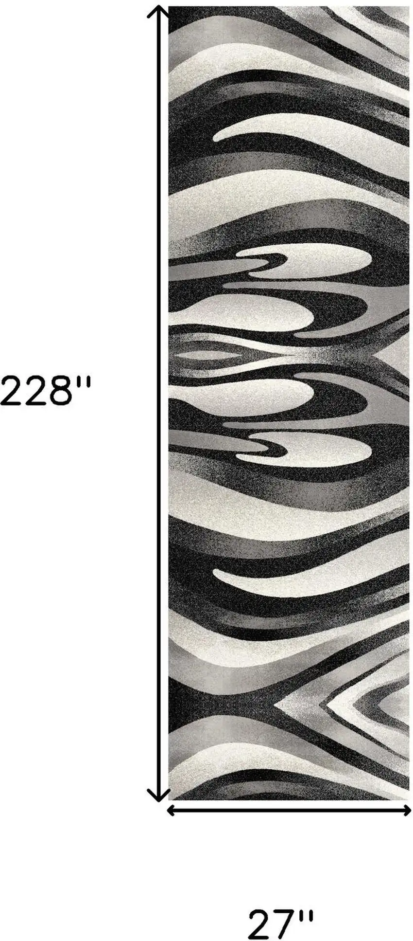 Black And Gray Abstract Runner Rug Photo 3