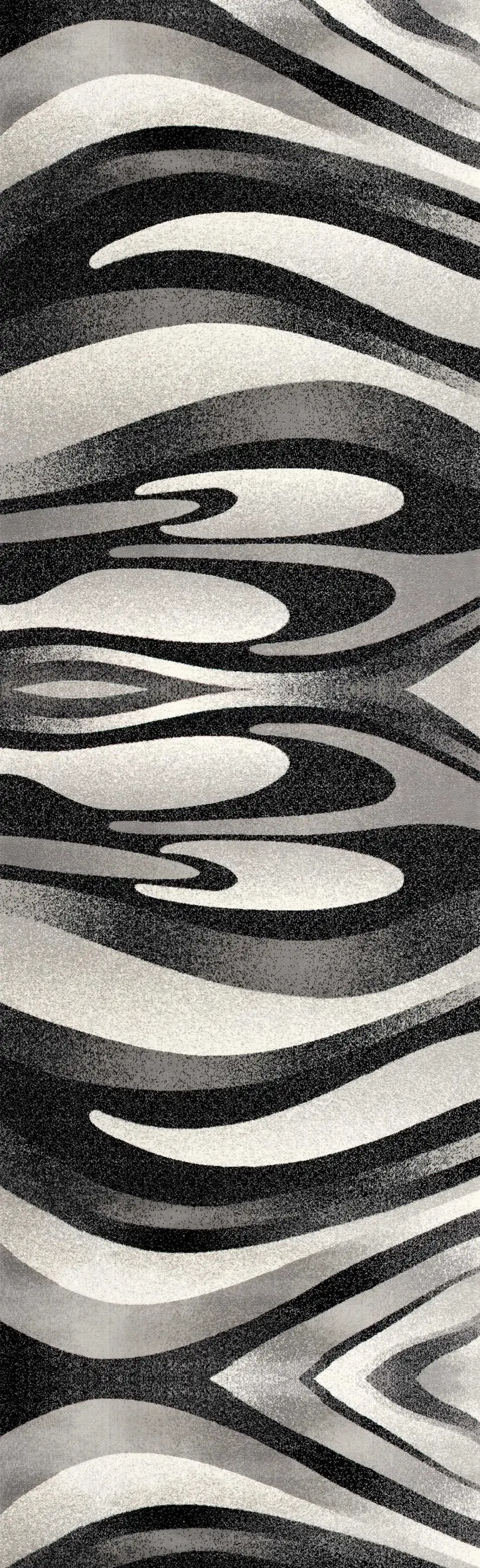 Black And Gray Abstract Runner Rug Photo 2