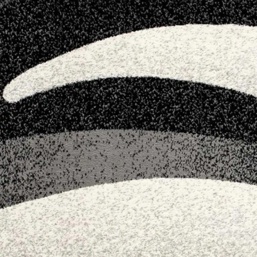 Black And Gray Abstract Runner Rug Photo 5