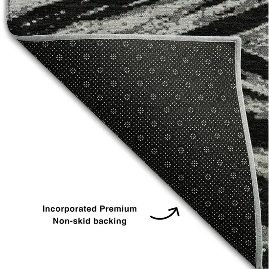 Black And Gray Abstract Washable Area Rug With UV Protection Photo 7