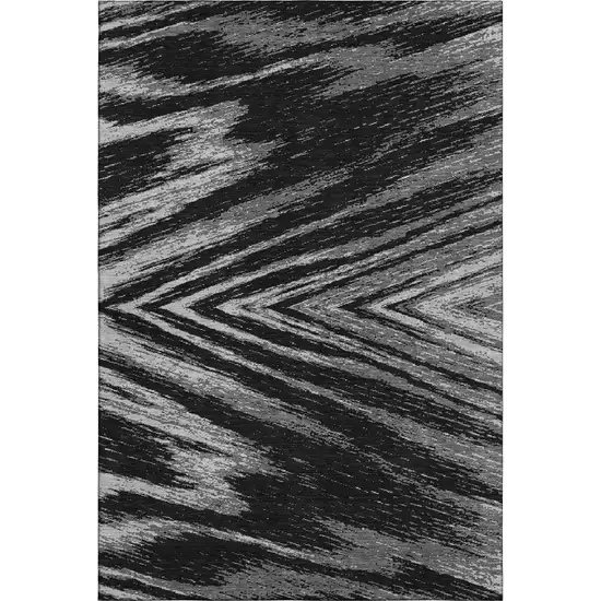 Black And Gray Abstract Washable Area Rug With UV Protection Photo 1