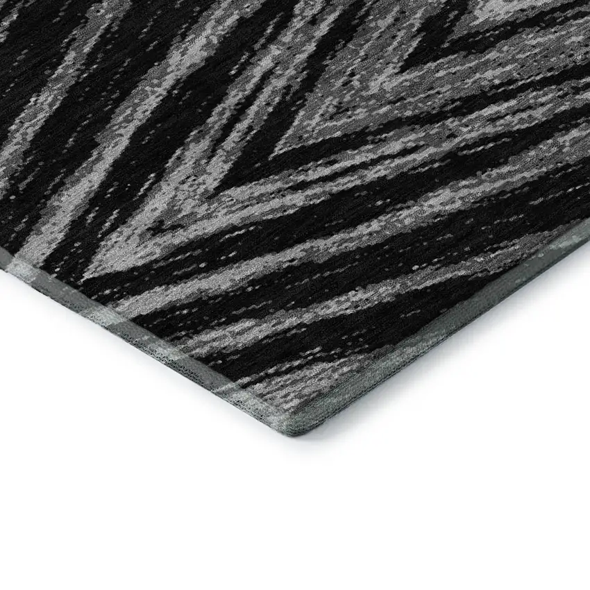 Black And Gray Abstract Washable Area Rug With UV Protection Photo 8
