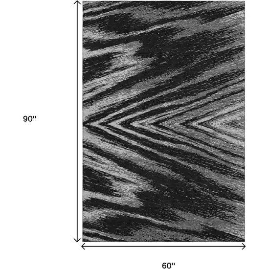 Black And Gray Abstract Washable Area Rug With UV Protection Photo 9