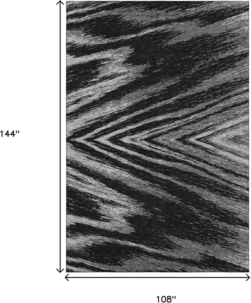 Black And Gray Abstract Washable Area Rug With UV Protection Photo 9
