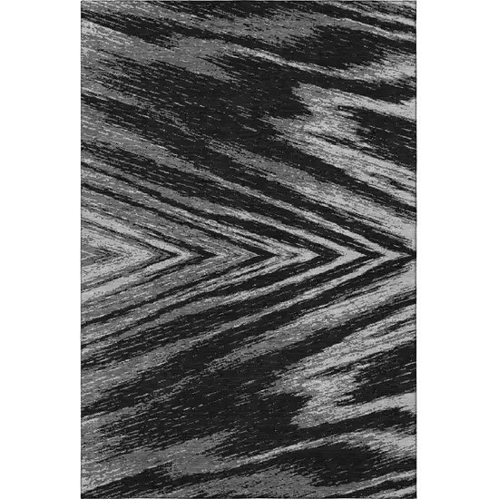 Black And Gray Abstract Washable Area Rug With UV Protection Photo 3