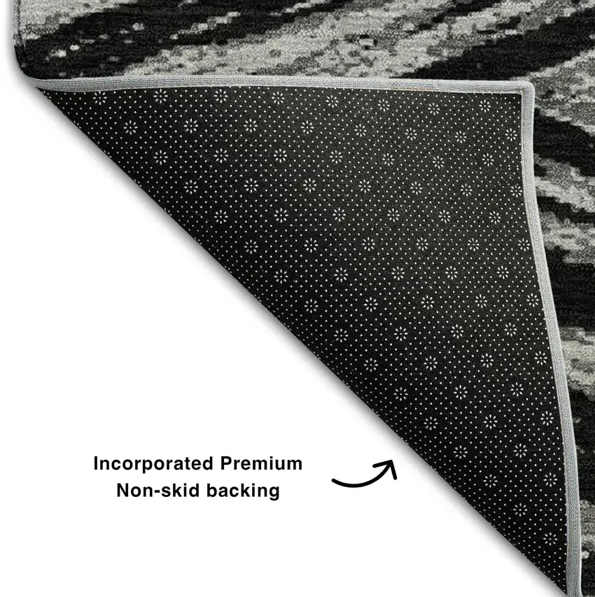 Black And Gray Abstract Washable Area Rug With UV Protection Photo 6