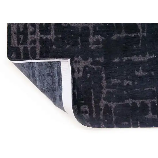 Black And Gray Abstract Washable Area Rug Photo 8