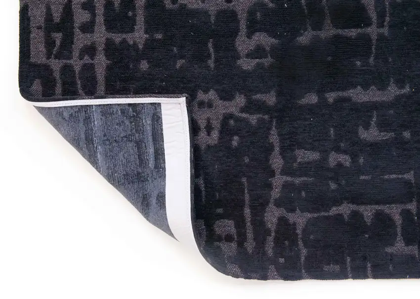 Black And Gray Abstract Washable Area Rug Photo 8