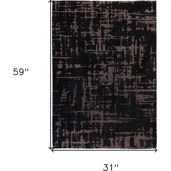 Black And Gray Abstract Washable Area Rug Photo 5