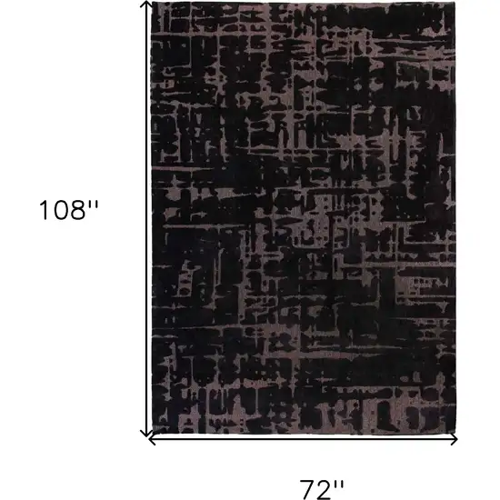 Black And Gray Abstract Washable Area Rug Photo 5