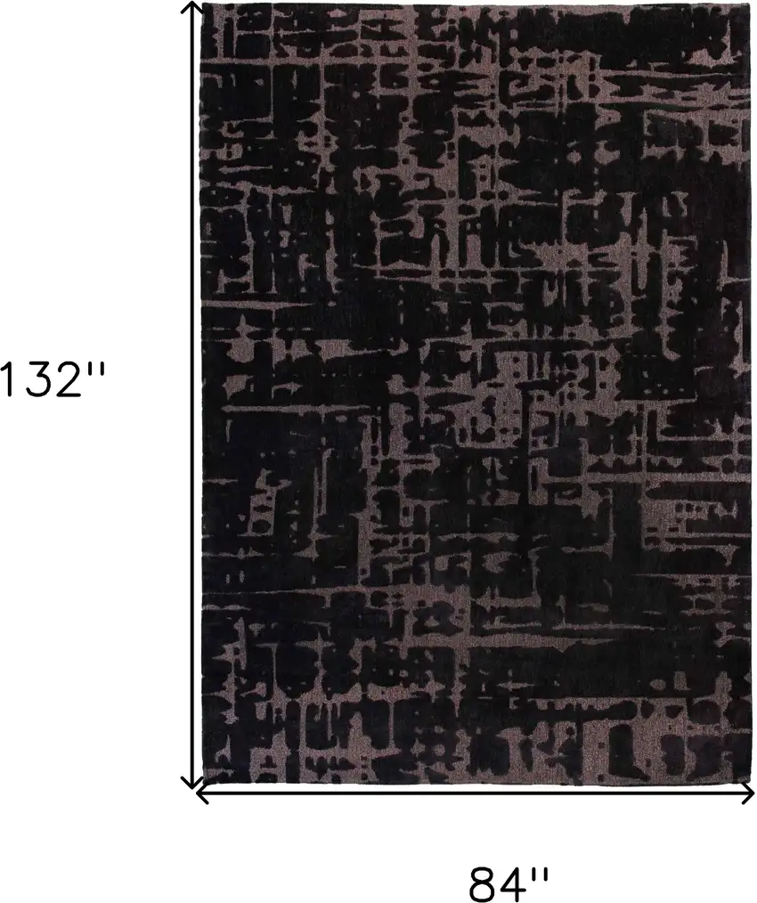 Black And Gray Abstract Washable Area Rug Photo 5