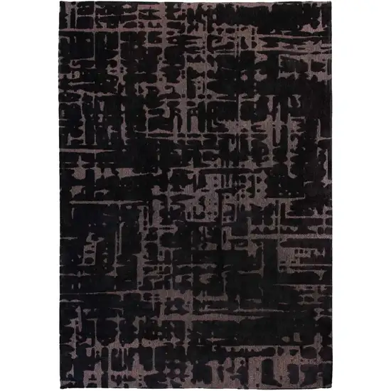 Black And Gray Abstract Washable Area Rug Photo 2