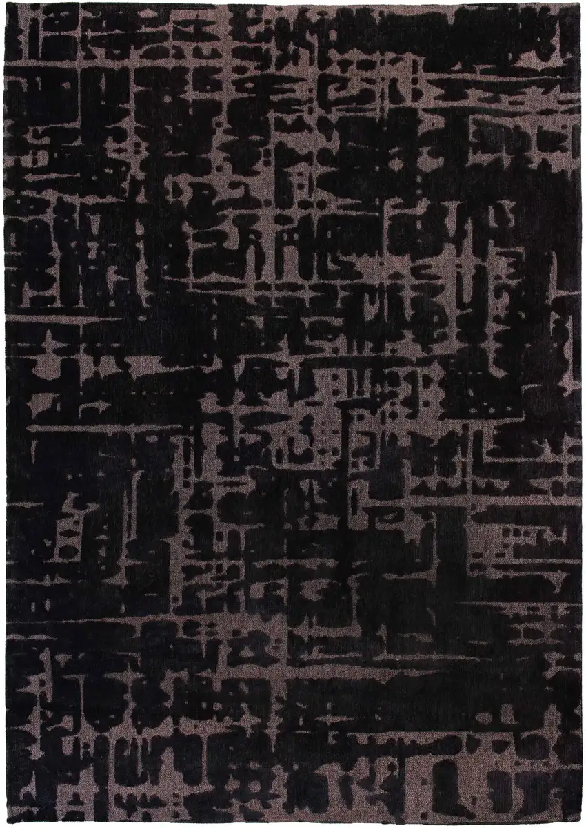Black And Gray Abstract Washable Area Rug Photo 2