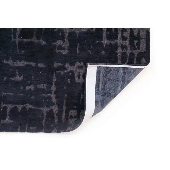 Black And Gray Abstract Washable Area Rug Photo 6