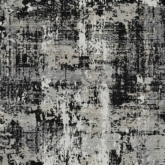 Black And Gray Abstract Washable Indoor Outdoor Area Rug Photo 5