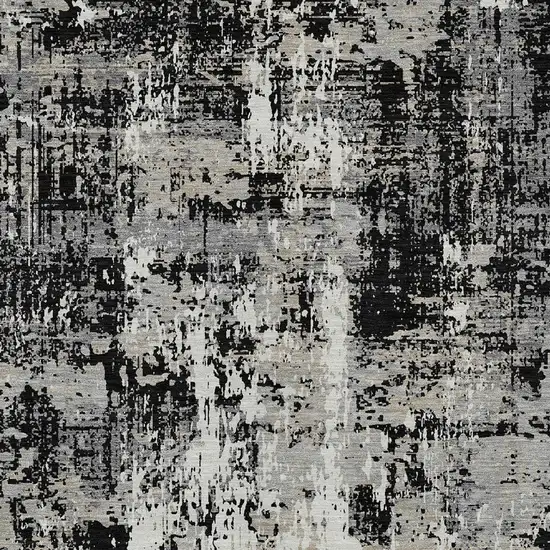 Black And Gray Abstract Washable Indoor Outdoor Area Rug Photo 5