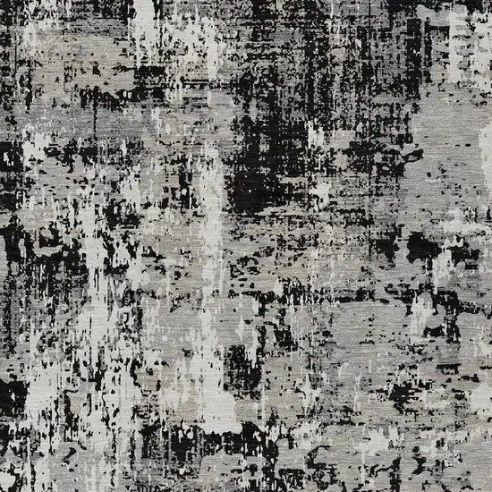 Black And Gray Abstract Washable Indoor Outdoor Area Rug Photo 5