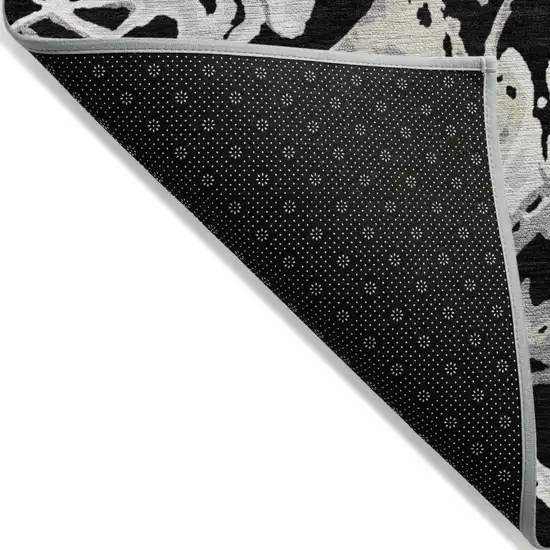 Black And Gray Abstract Washable Indoor Outdoor Area Rug Photo 4