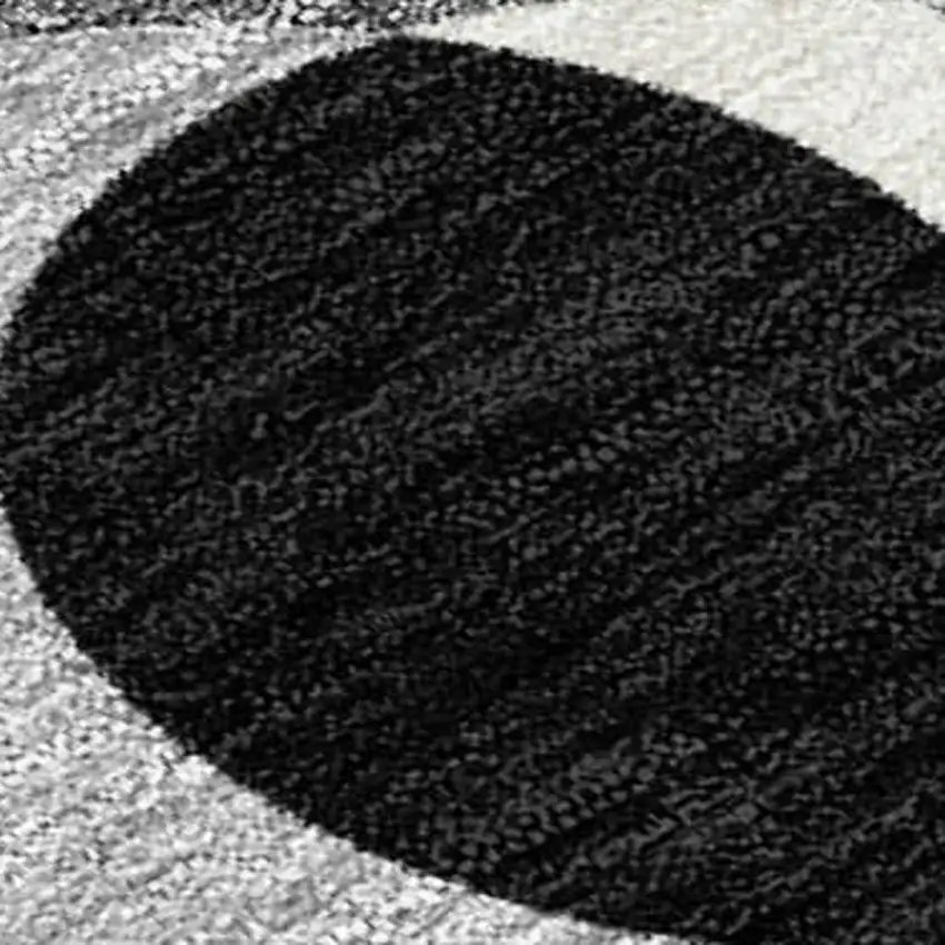 Black And Gray Abstract Washable Indoor Outdoor Area Rug Photo 3