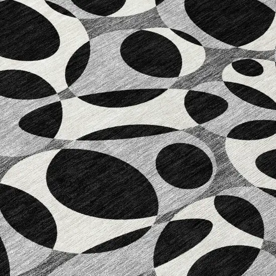 Black And Gray Abstract Washable Indoor Outdoor Area Rug Photo 2