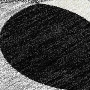 Photo of Black And Gray Abstract Washable Indoor Outdoor Area Rug