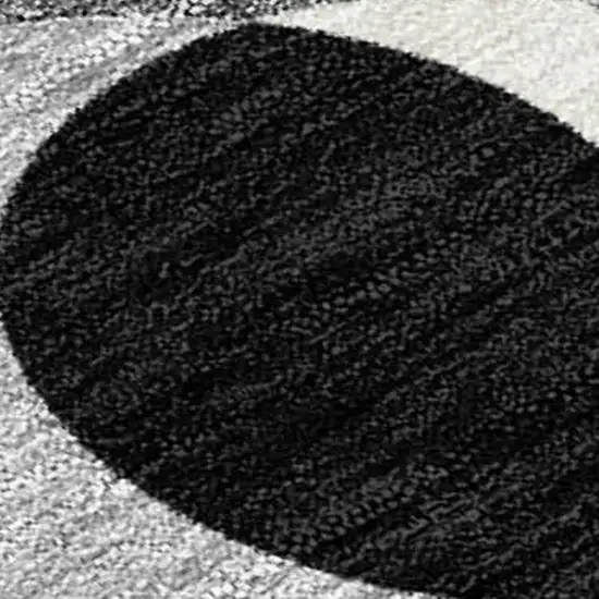 Black And Gray Abstract Washable Indoor Outdoor Area Rug Photo 3