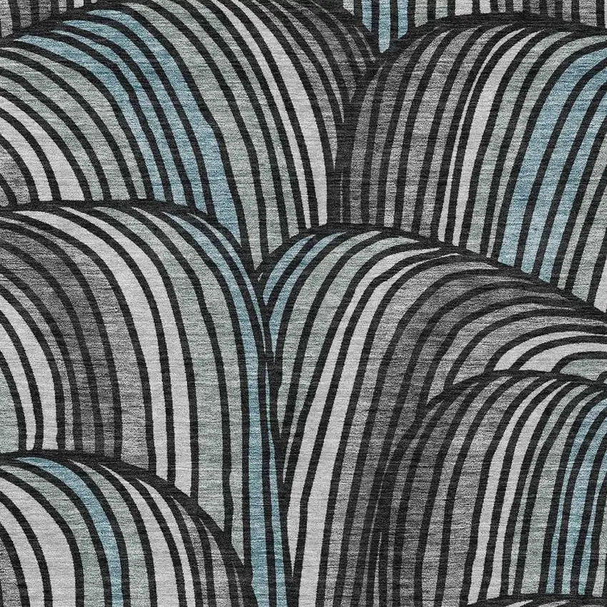 Black And Gray Abstract Washable Indoor Outdoor Area Rug Photo 2