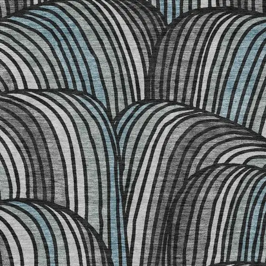 Black And Gray Abstract Washable Indoor Outdoor Area Rug Photo 2