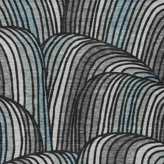 Black And Gray Abstract Washable Indoor Outdoor Area Rug Photo 2
