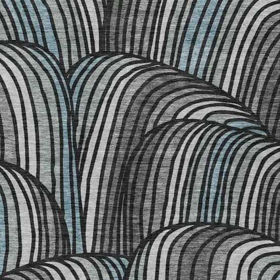Black And Gray Abstract Washable Indoor Outdoor Area Rug Photo 2
