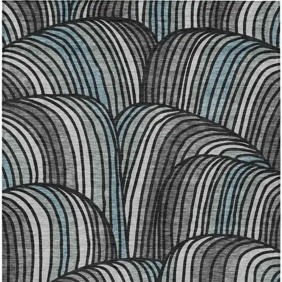 Black And Gray Abstract Washable Indoor Outdoor Area Rug Photo 3