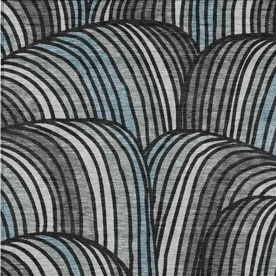 Black And Gray Abstract Washable Indoor Outdoor Area Rug Photo 2