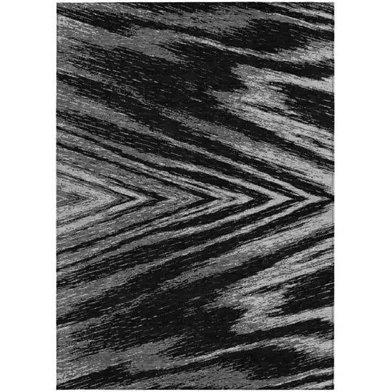 Black And Gray Abstract Washable Indoor Outdoor Area Rug Photo 7