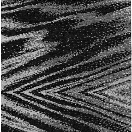 Black And Gray Abstract Washable Indoor Outdoor Area Rug Photo 6