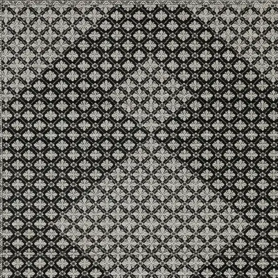 Black And Gray Diamond Area Rug With Fringe Photo 7