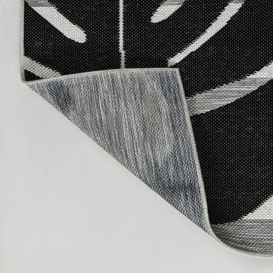 Black And Gray Floral Indoor Outdoor Area Rug Photo 9