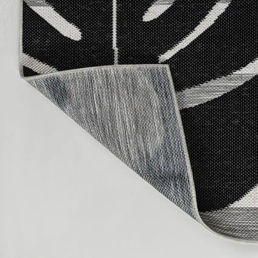 Black And Gray Floral Indoor Outdoor Area Rug Photo 8